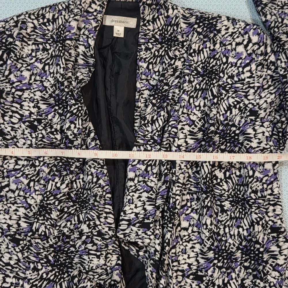 Dressbarn Women's Floral Black & Purple Patterned ¾ Length Sleeve Jacket Size M